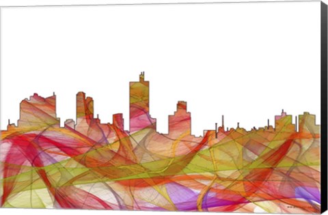 Framed Fort Worth Texas  Skyline - Summer Swirl Print