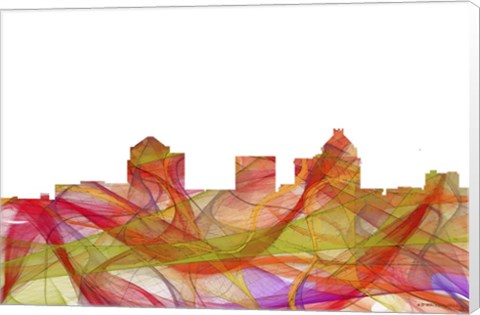 Framed Greensboro North Carolina Skyline - Summer Swirl Print
