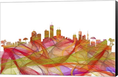 Framed Honolulu Hawaii Skyline-Summer Swirl Print