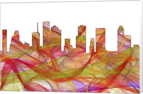 Framed Houston Texas Skyline - Summer Swirl Print