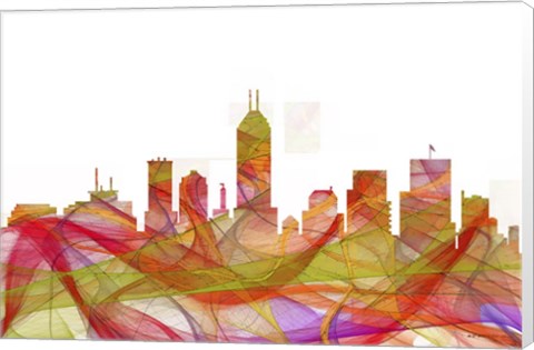 Framed Indiana Indianapolis Skyline - Summer Swirl Print