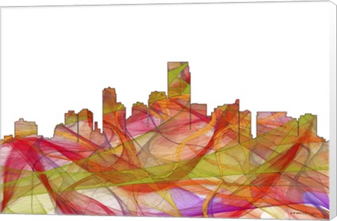 Framed Jersey City New Jersey Skyline - Summer Swirl Print