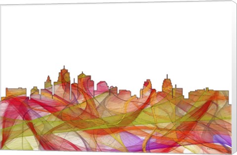 Framed Kansas City Missouri Skyline -  Summer Swirl Print