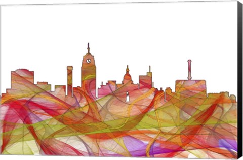 Framed Lansing Michigan Skyline - Summer Swirls Print