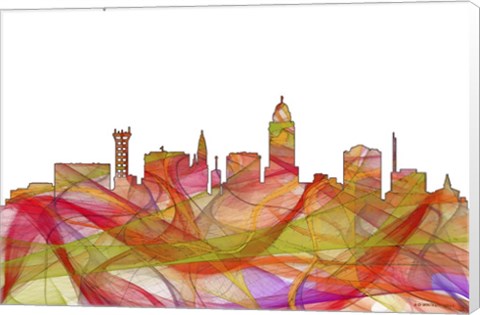 Framed Lincoln Nebraska  Skyline - Summer Swirl Print