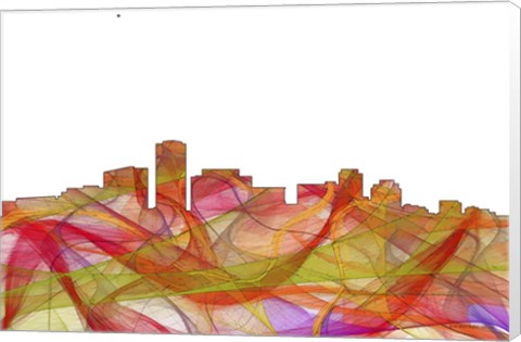 Framed Long Beach California Skyline - Summer Swirl Print