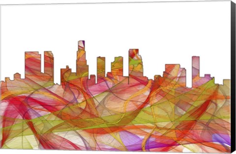 Framed Los Angeles California Skyline--Summer Swirl Print