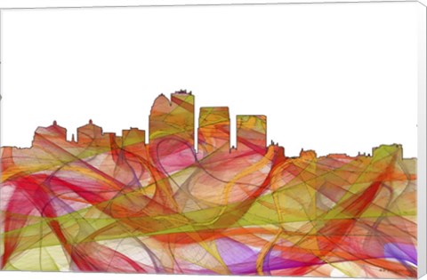 Framed Louisville Kentucky Skyline - Summer SwirlL Print