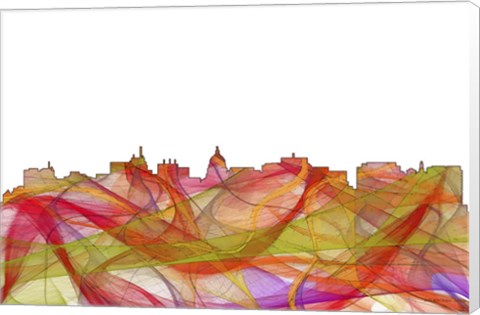 Framed Madison Wisconsin Skyline - Summer Swirl Print