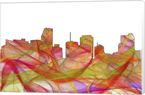 Framed Miami Florida Skyline - Summer Swirl Print
