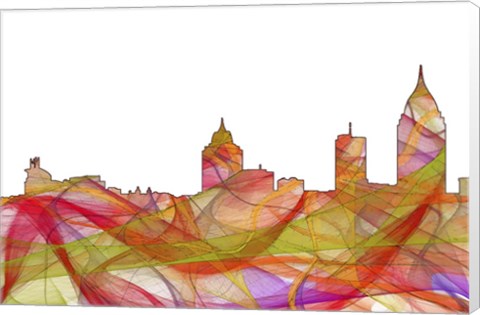 Framed Mobile Alabama Skyline - Summer Swirl Print