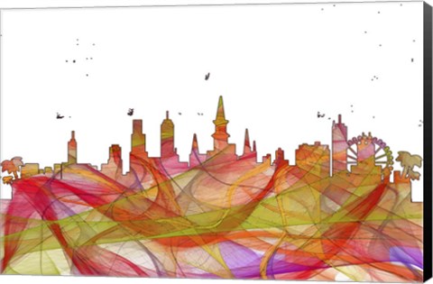 Framed New Orleans Louisiana Skyline-  Summer Swirl Print