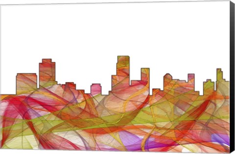 Framed Newark New Jersey Skyline -Summer Swirl Print