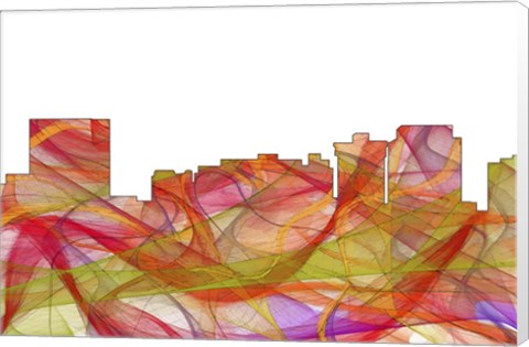 Framed Newport News Virginia Skyline - Summer Swirl Print