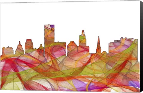 Framed Providence Rhode Island Skyline - Summer Swirl Print