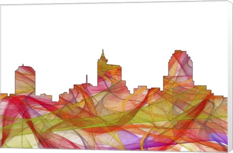 Framed Raleigh North Carolina Skyline - Summer Swirl Print