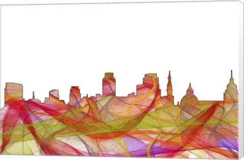 Framed Sacramento California Skyline Summer Swirl Print