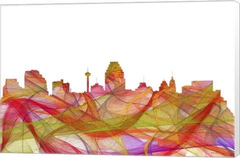 Framed San Antonio Texas Skyline - Summer Swirl Print