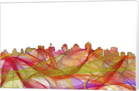 Framed San Diego California Skyline - Summer Swirl Print