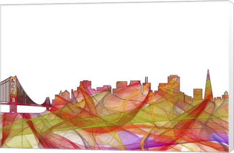 Framed San Francisco California Skyline - Summer Swirl Print