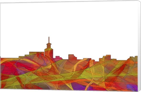 Framed Santa Fe New Mexico Skyline - Summer Swirl Print