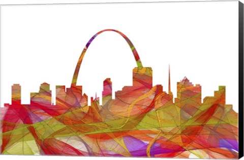 Framed St Louis Missouri Skyline- summer Swirl Print