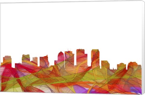 Framed Tampa Florida Skyline - Summer Swirl Print