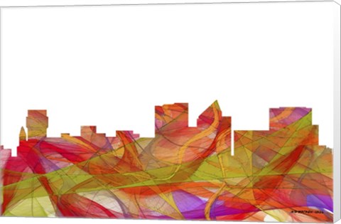 Framed Wichita Kansas  Skyline  Summer-Swirl Print