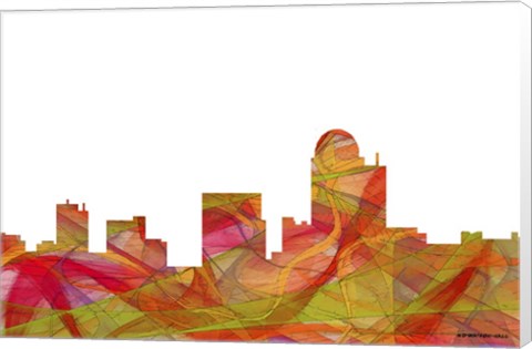 Framed Winston-Salem North Carolina Skyline Summmer Swirl Print