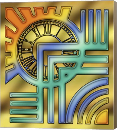 Framed Colorful Clock Print
