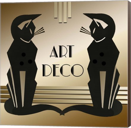 Framed Art Deco Cats 1 Print
