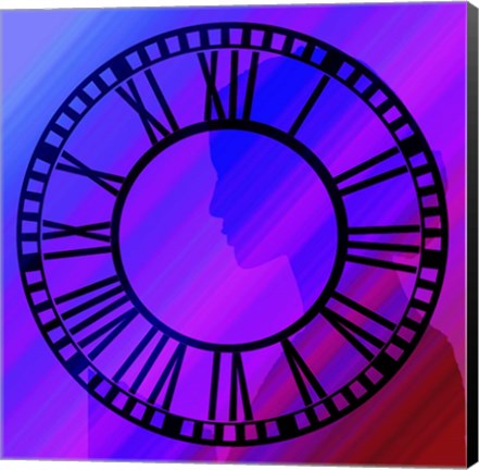 Framed Clock Face on Purple Print