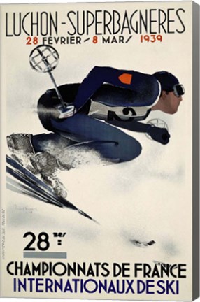 Framed French Ski Competition 1939 Print