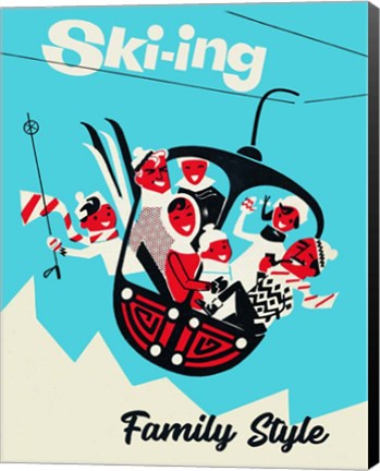 Framed Skiing Family Style Print