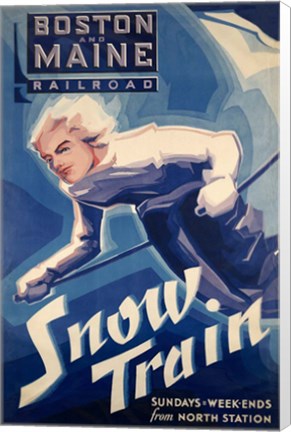 Framed Winter Rail for Skiing Print