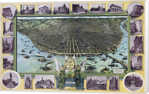 Framed Birds Eye Map Of St Louis Mo 1896 Print