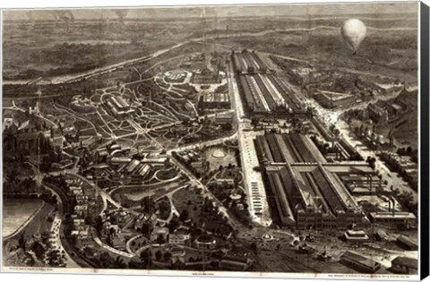 Framed Birdseye Map Of The Centennial Exhibition At Philadelphia In 1876 Print