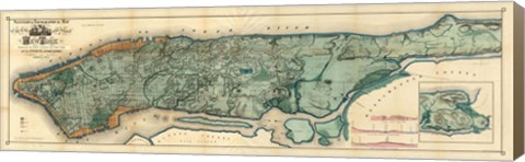 Framed City And Island Of NY 1865 Print