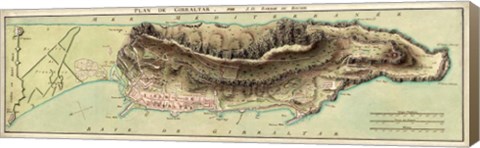 Framed Map Of Gibraltar And Its Fortifications 1799 Print