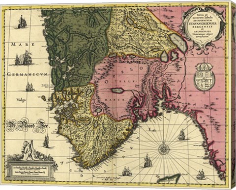 Framed Map Of Norway Print