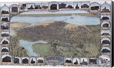 Framed Map Of Oakland California1900 Print