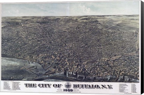 Framed Map Of The City Of Buffalo Ny 1880 Print