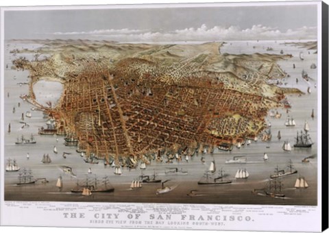 Framed Map Of The City Of San Francisco 1878 Print