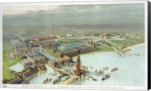Framed Official Birdseye View World's Columbian Exposition, Chicago 1893 Print