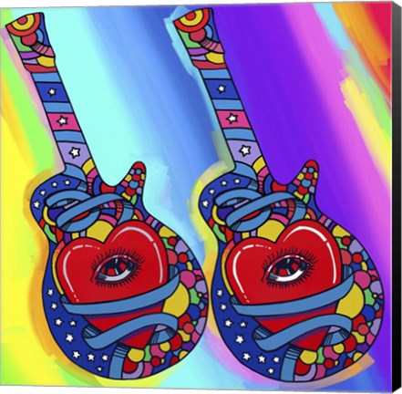 Framed Guitars Heart Eye Print