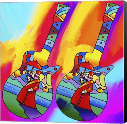 Framed Guitars Umbrella Man Print