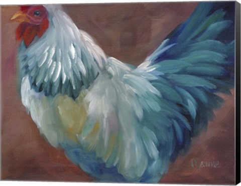 Framed Blue Rooster Print