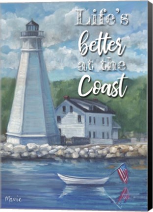 Framed New London Lighthouse Text Print