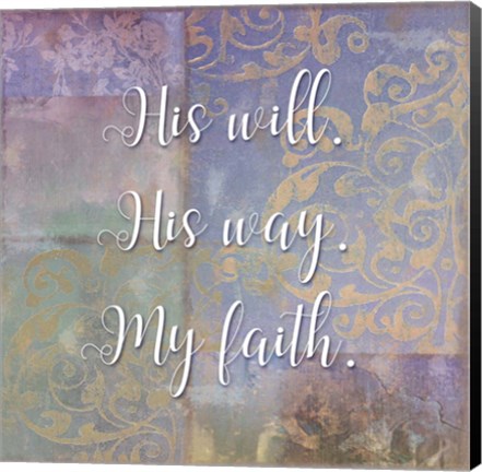 Framed Damask Faith I Print