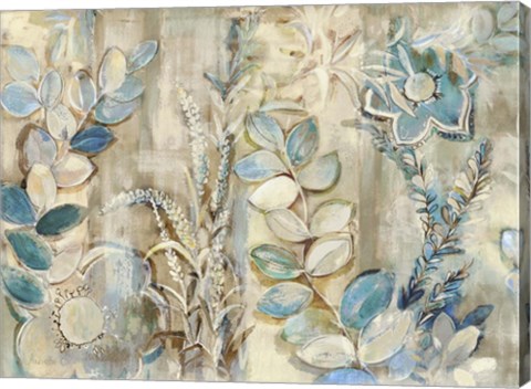 Framed Aqua Leaves Print